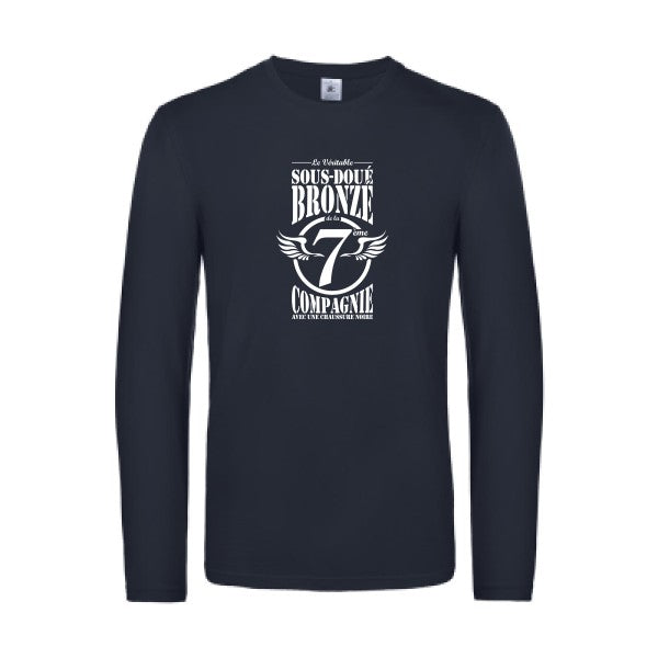 7eme compagnie crew - t shirt- manches- longues- original- humour- Navy impression Face