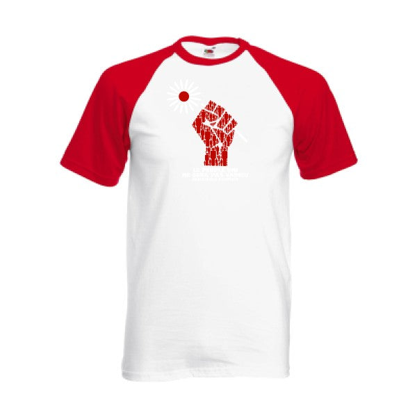 T-shirt fruit of the loom baseball  Resistance Pacifiste  couleur White/Red