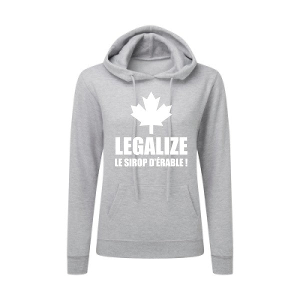 Legalize le sirop d'érable Blanc |Sweat original à capuche Femme