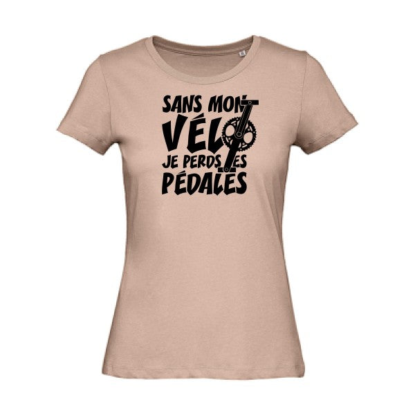 T shirt humour bio femme   femme bio|Sans mon vÃ©lo, je perds les pÃ©dales ! Noir 