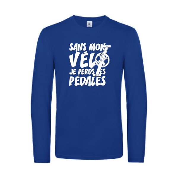 sans mon velo je perds les pedales  - t shirt- manches- longues- original- humour- Royal Blue impression Face