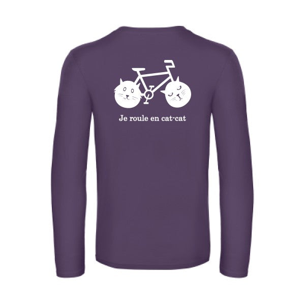 cat cat bike - t shirt- manches- longues- original- humour- Urban Purple impression Dos
