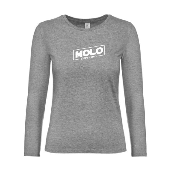 t-shirt lsl femme Molo-c-est-lundi Sport Grey flex blanc