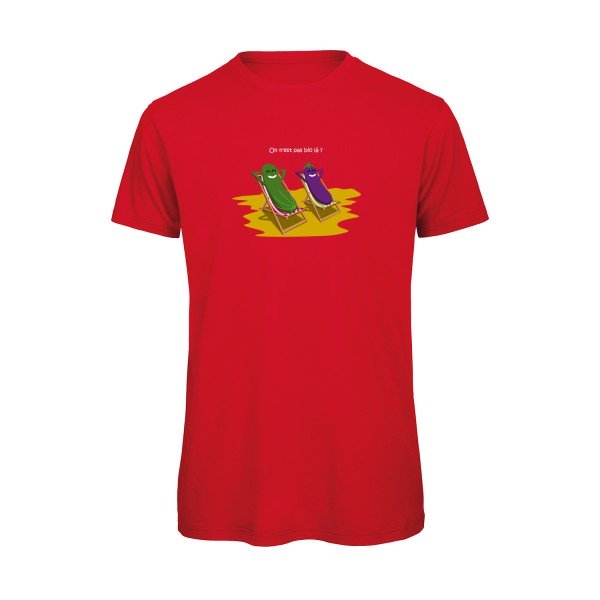 T-shirt humour original On N Est Pas Bio La T Shirt couleur Red