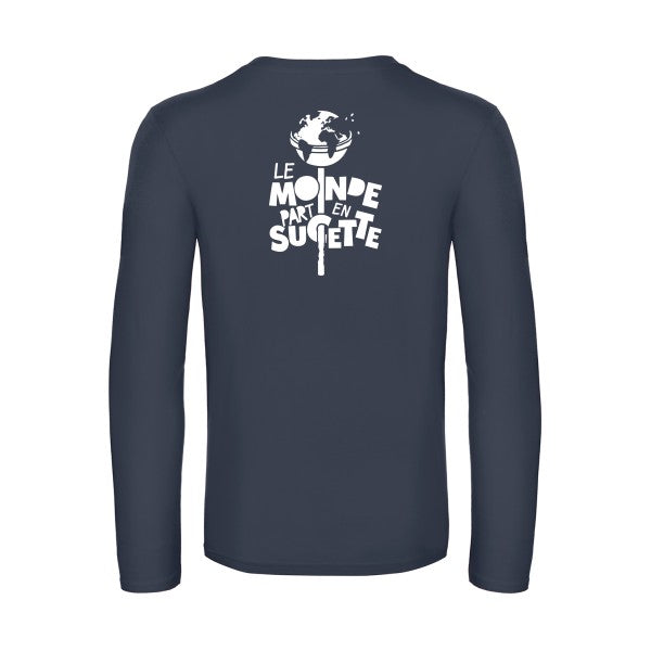 le monde part en sucette - t shirt- manches- longues- original- humour- Navy impression Dos