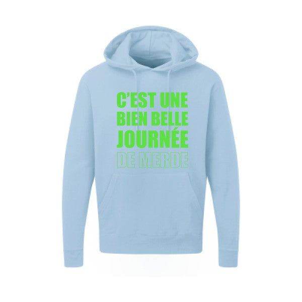 Journée de m... Vert fluo |Sweat capuche imprimé homme