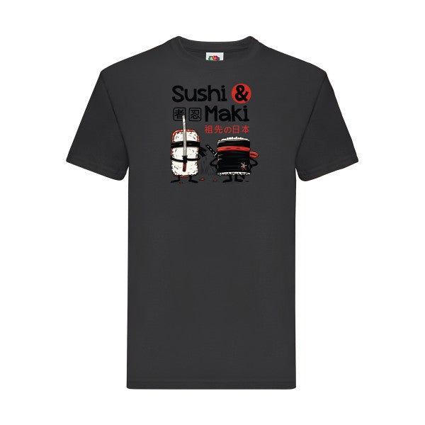 Sushi et Maki Fruit of the loom 205 g/m² T-shirt/ noir