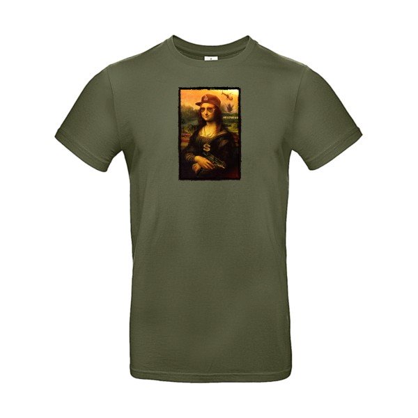T-shirt humour original La Joconde T Shirt couleur Urban Khaki
