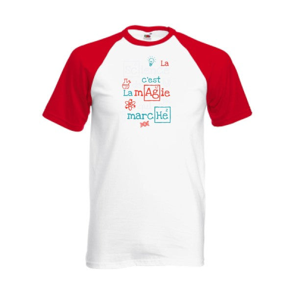 T-shirt fruit of the loom baseball  couleur White/Red