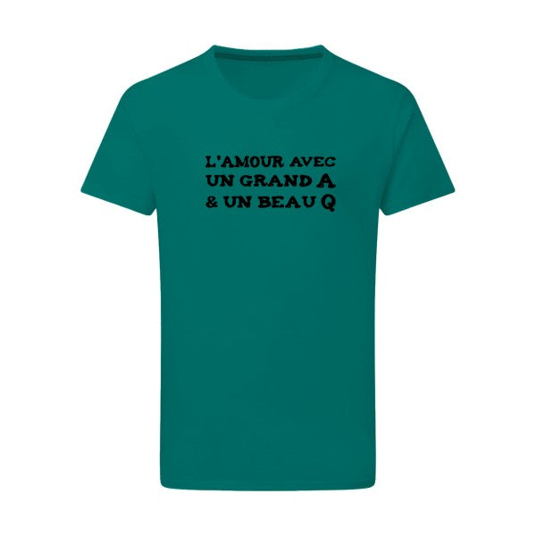 L'Amour avec un grand A et un beau Q ! - Flex noir Tshirt original Emerald Green  2XL