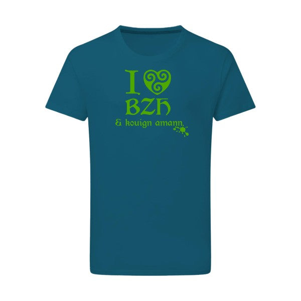 Love BZH & kouign vert pomme -Flex vert pomme sur T-shirt SG  Petrol  2XL