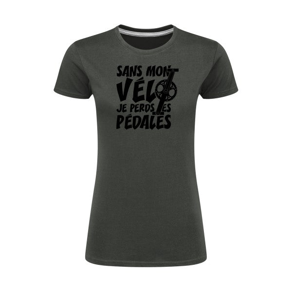 Sans mon vélo, je perds les pédales ! | Noir |T shirt original femme|SG