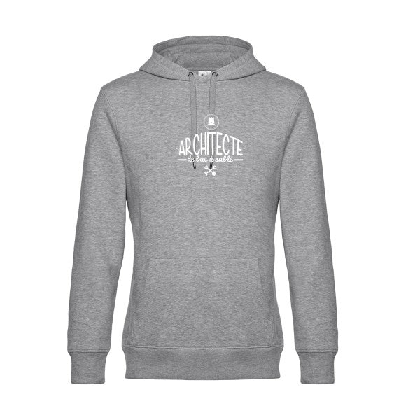 Architecte-de-bac-a-sable sweat shirt original Heather Grey flex Blanc impression Face