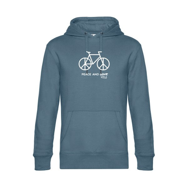 Peace-and-velo sweat shirt original nordic blue flex Blanc impression Face
