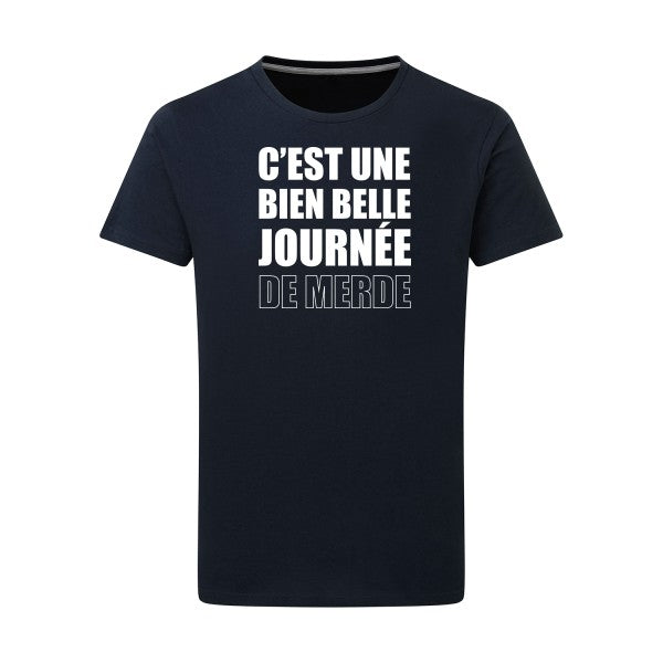 Journée de m... Blanc -Flex Blanc sur T-shirt SG  Navy  5XL