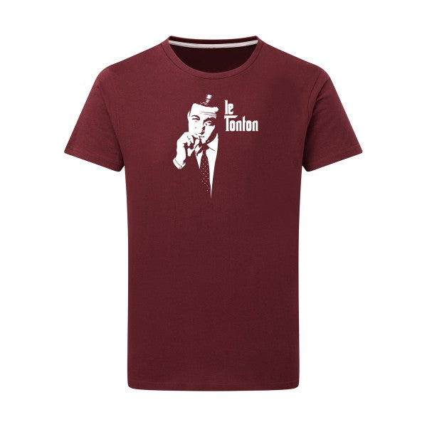 Le Tonton Blanc -Flex Blanc sur T-shirt SG  Burgundy  2XL