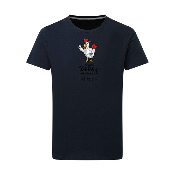 T-shirt homme Quand les poules auront des dents - T-shirt provocateur et amusant Navy 5XL