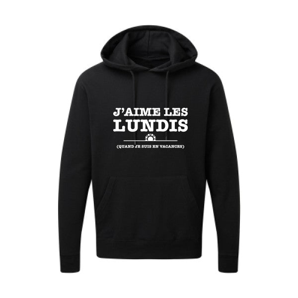 J'aime les lundis quand... Blanc |Sweat capuche imprimé homme