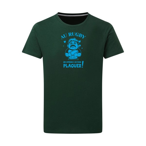 Au rugby, on apprend à se faire plaquer ! - Flex bleu clair Tshirt original Bottle Green  2XL