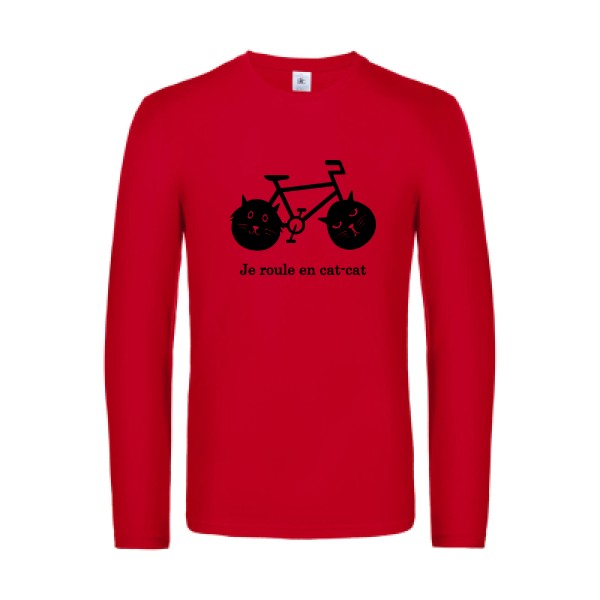 cat cat bike - t shirt- manches- longues- original- humour- Red impression Face