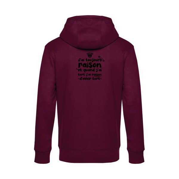 J-ai-toujours-raison sweat shirt original Burgundy flex Noir impression Dos