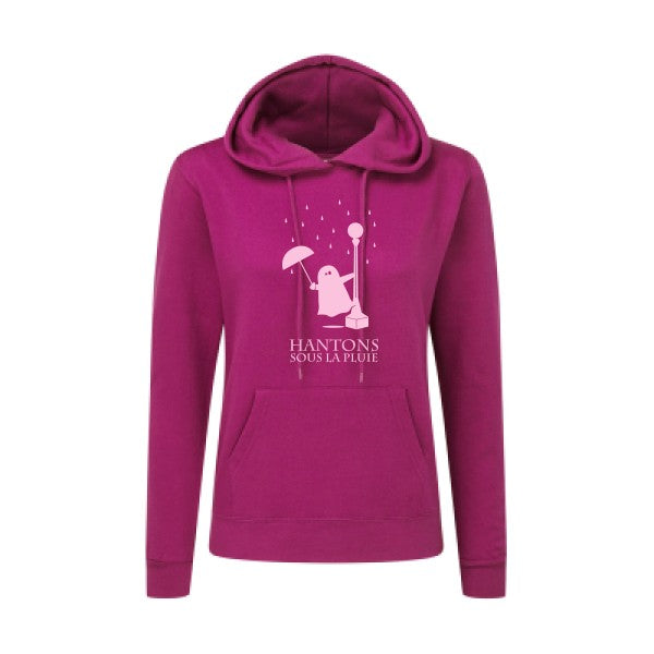 Hantons sous la pluie Rose |Sweat original à capuche Femme