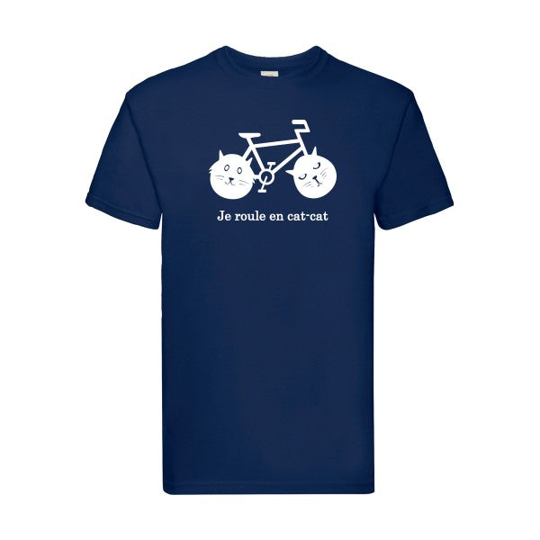 T-shirt|cat-cat bike |flex Blanc| Fruit of the loom 205 g 