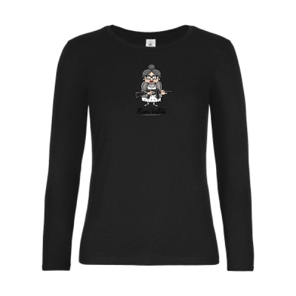 t-shirt lsl femme Mamie-Traillette-  Black flex 