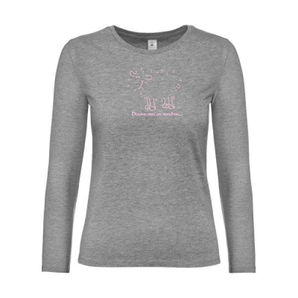 t-shirt lsl femme Dessine-moi-un-mouton Sport Grey flex Rose