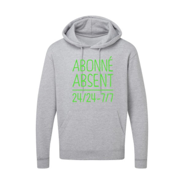 Abonné absent Vert fluo |Sweat capuche imprimé homme