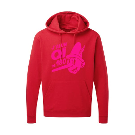 Quotient intellectuel |Sweat  capuche humoristique Rose fluo 