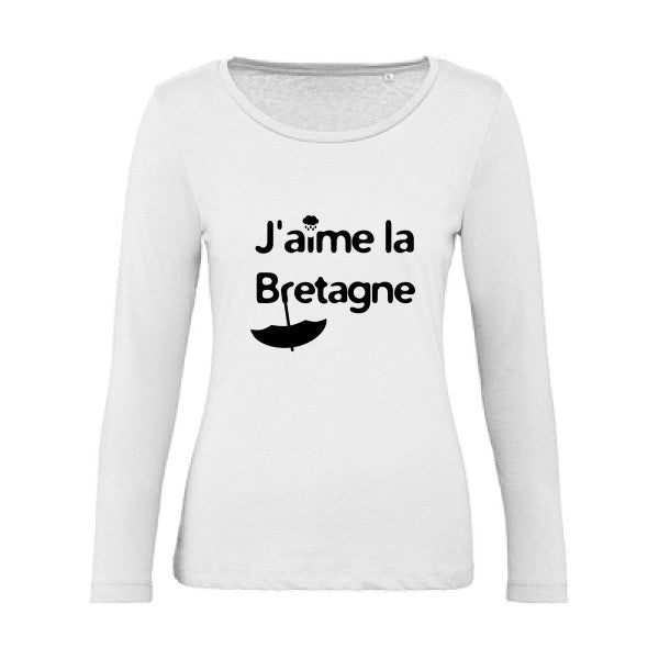 J'aime la Bretagne Noir |   T shirt manches longues femme|100% bio