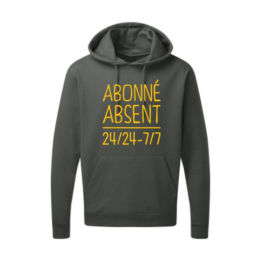 Abonné absent jaune Or |Sweat capuche imprimé homme