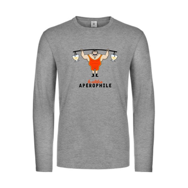 aperophile-t-shirt-manches-longues-original-humour -Sport Grey