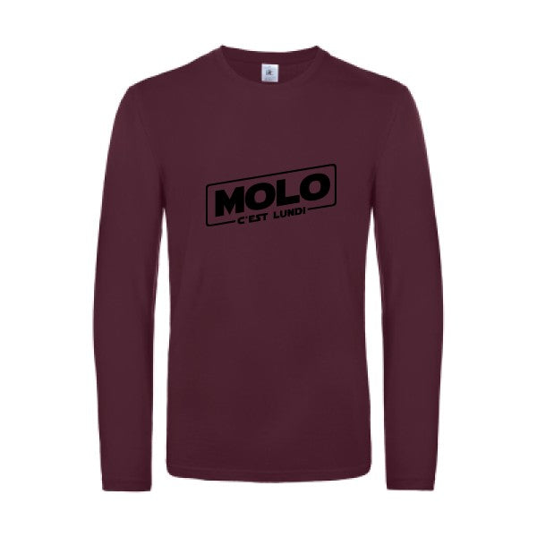 molo c est lundi - t shirt- manches- longues- original- humour- Burgundy impression Face