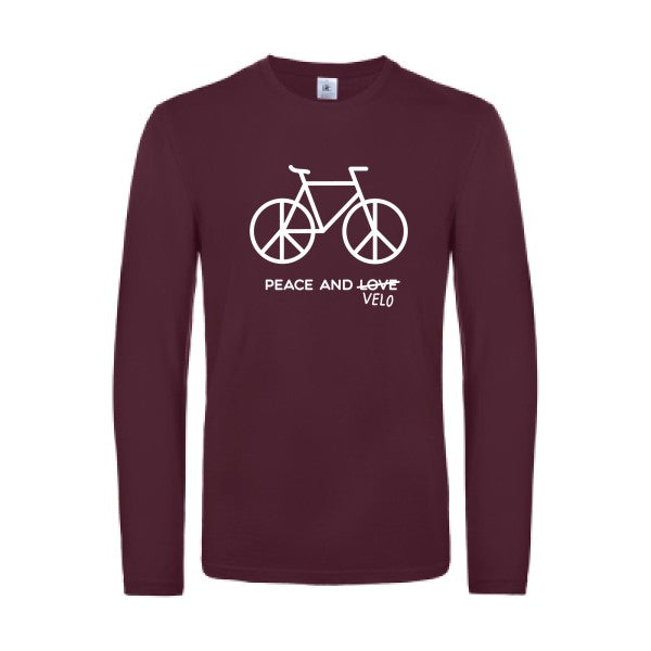 peace and velo - t shirt- manches- longues- original- humour- Burgundy impression Face