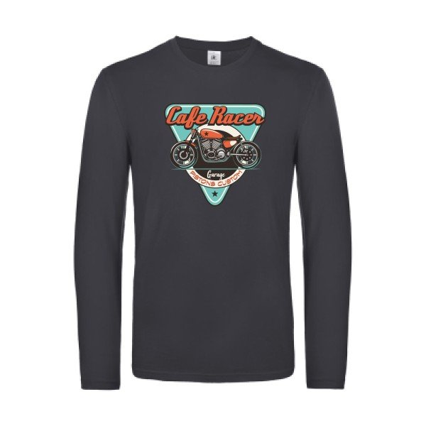 cafe-racer-t-shirt-manches-longues-original-humour -Dark Grey