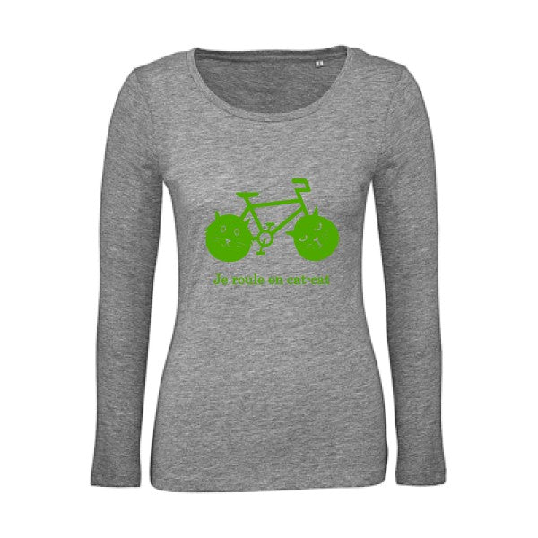 cat-cat bike Vert pomme |   T shirt manches longues femme|100% bio