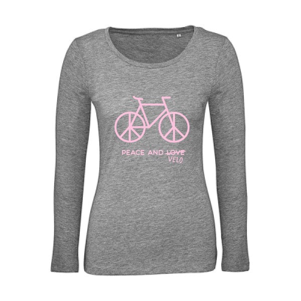 Peace and vÃ©lo Rose |   T shirt manches longues femme|100% bio