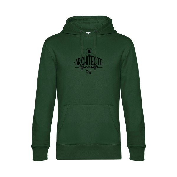 Architecte-de-bac-a-sable sweat shirt original Bottle Green flex Noir impression Face