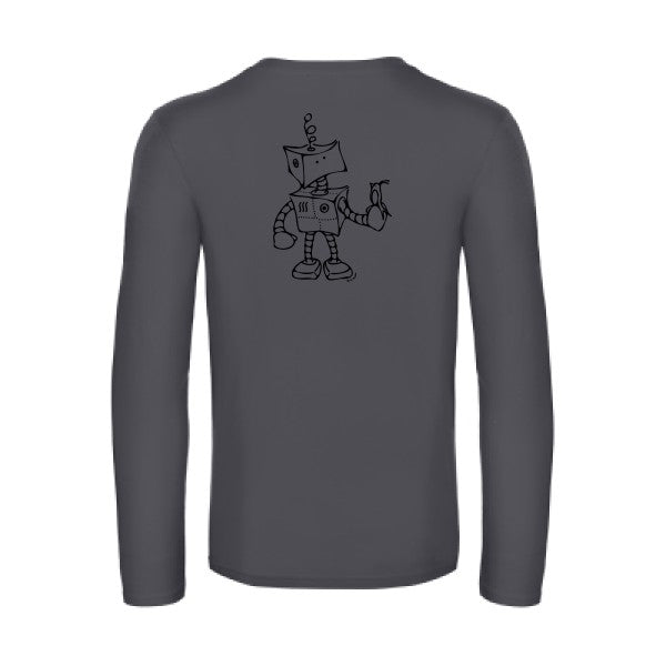 robot & bird - t shirt- manches- longues- original- humour- Dark Grey impression Dos