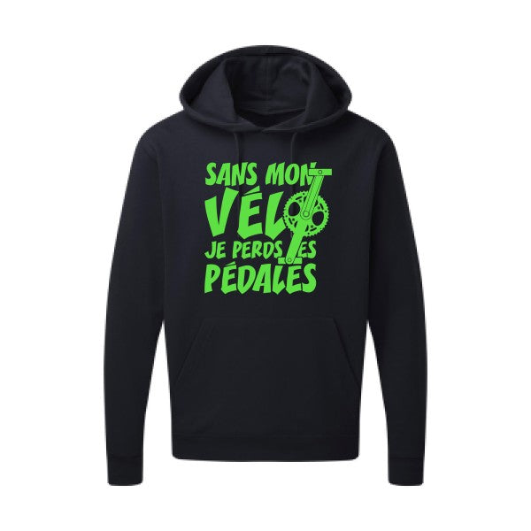 Sans mon vélo, je perds les pédales ! |Sweat  capuche humoristique Vert fluo 