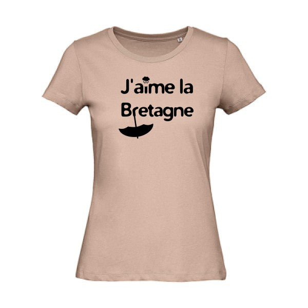 T shirt humour bio femme   femme bio|J'aime la Bretagne Noir 