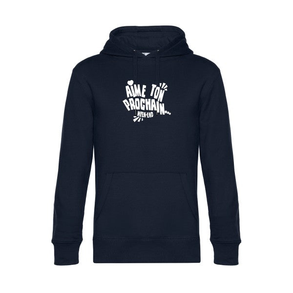 Aime-ton-prochain sweat shirt original Navy Blue flex Blanc impression Face