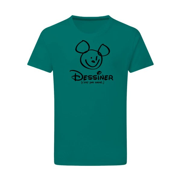 Dessiner. C'est pas gagné. noir -Flex noir sur T-shirt SG  Emerald Green  2XL