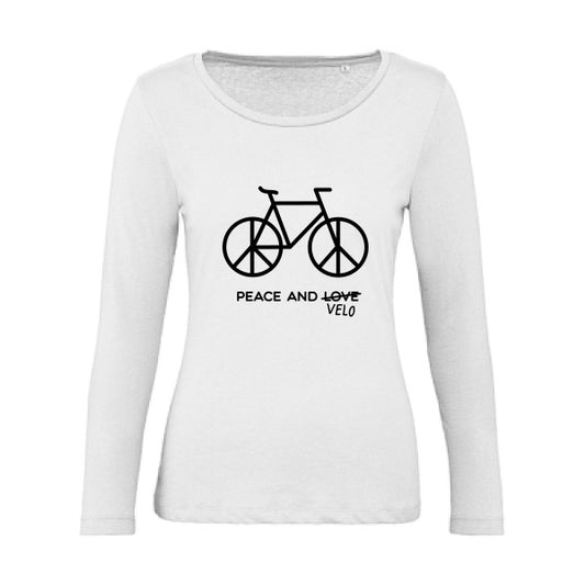 Peace and vÃ©lo Noir |   T shirt manches longues femme|100% bio