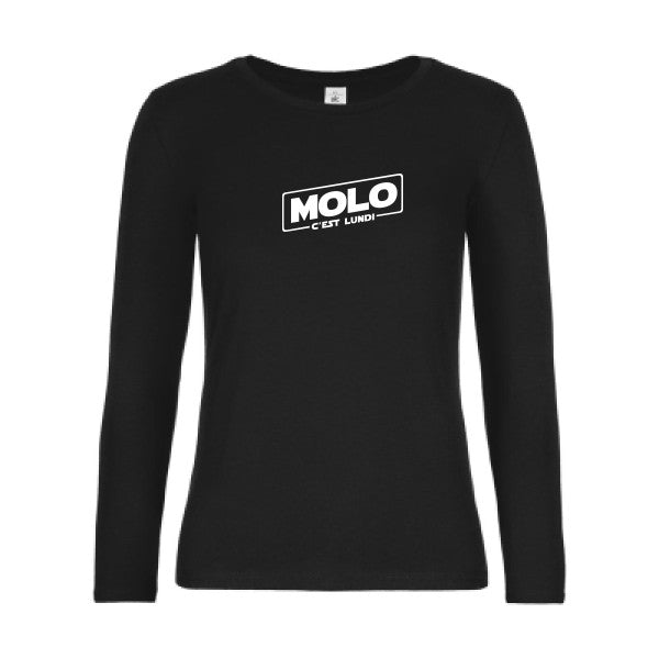 t-shirt lsl femme Molo-c-est-lundi Black flex blanc