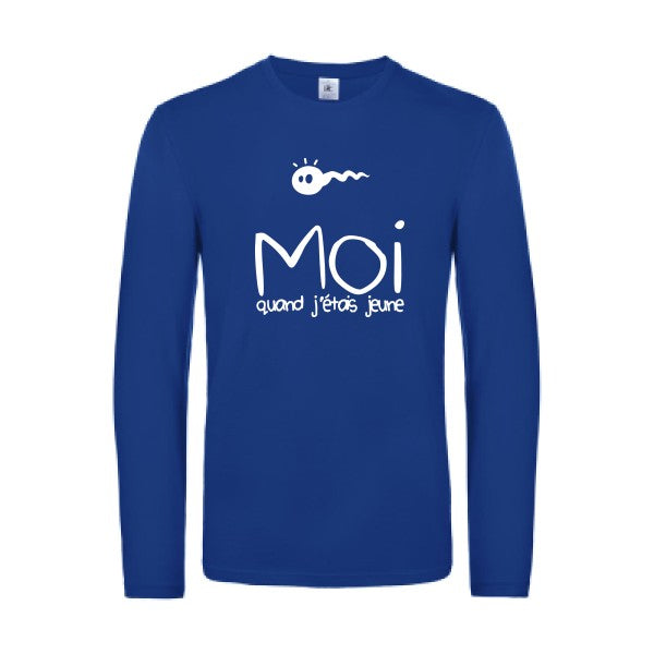 moi quand j etais jeune - t shirt- manches- longues- original- humour- Royal Blue impression Face