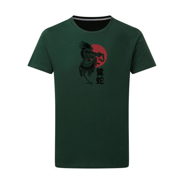 T-shirt homme Le héron et le serpent - T-shirt original avec un design unique Bottle Green L