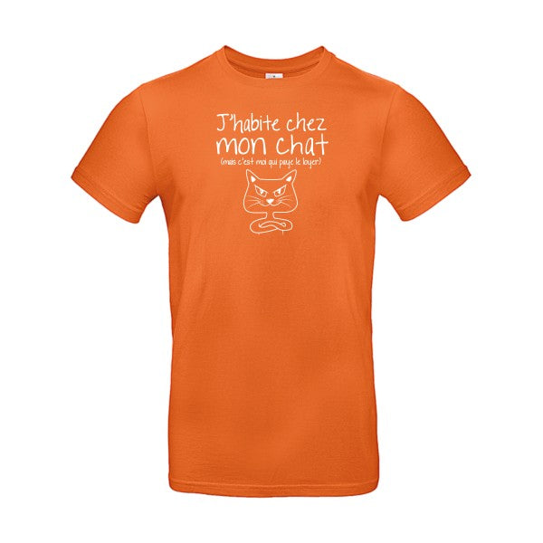 J'habite chez mon chatFlex Blanc - E190 T-shirt|Urban Orange||2XL